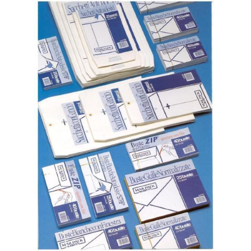 BLASETTI BUSTE DI CARTA TAGLIO A PUNTA SENZA FINESTRA 110X230 mm 70 GR COL. BIANCO CONF 40 Pz.